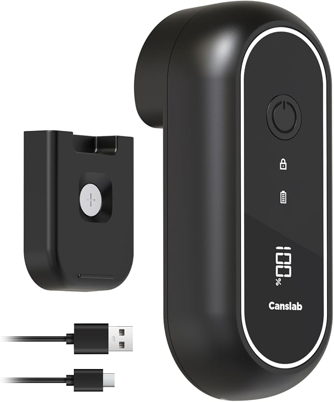 Canslab Turbo Rechargeable Can Opener - Professional Grade Blade, Auto-Stop, LED Battery Life Display, Wall-mountable, Side Cut Electric Can Opener for Smooth Edge, Hands-free Operation,USB-C Charging