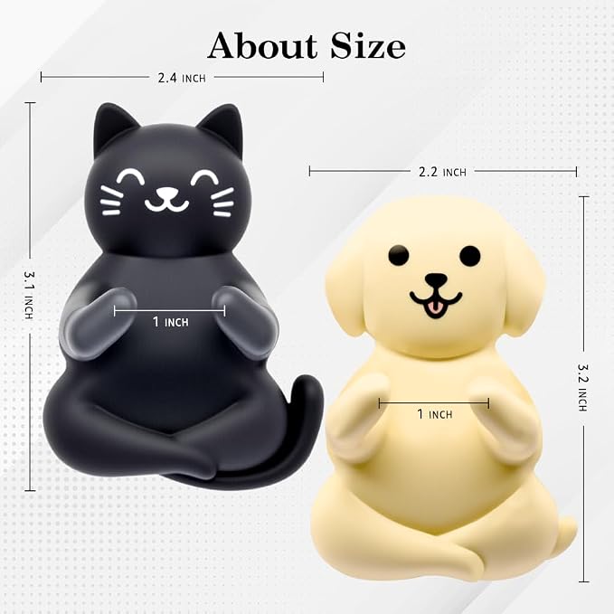 Cute Cat and Dog Waterproof Self-Adhesive Shower Hook Set, Black Cat and Yellow Dog Razor Holder Bathroom Accessories for Men Women Animal Lover, Animal Lover Bathroom Decor Gifts for Women Men