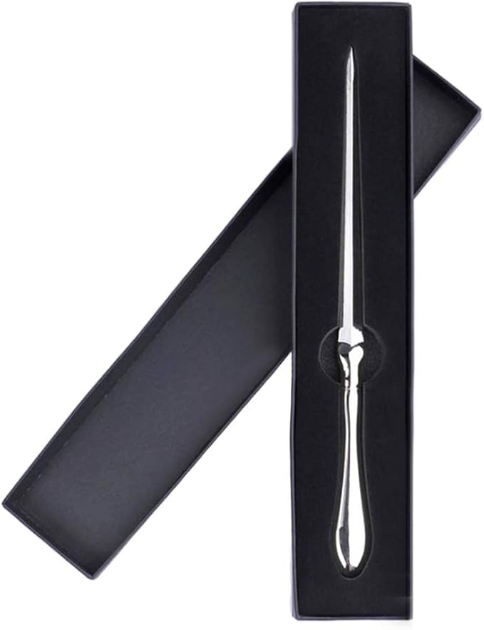 BANCHELLE Letter Opener Envelope Slitter Zinc Alloy with Black Box (Silver, 9.06 × 0.71 × 0.39 inches), 1 Piece