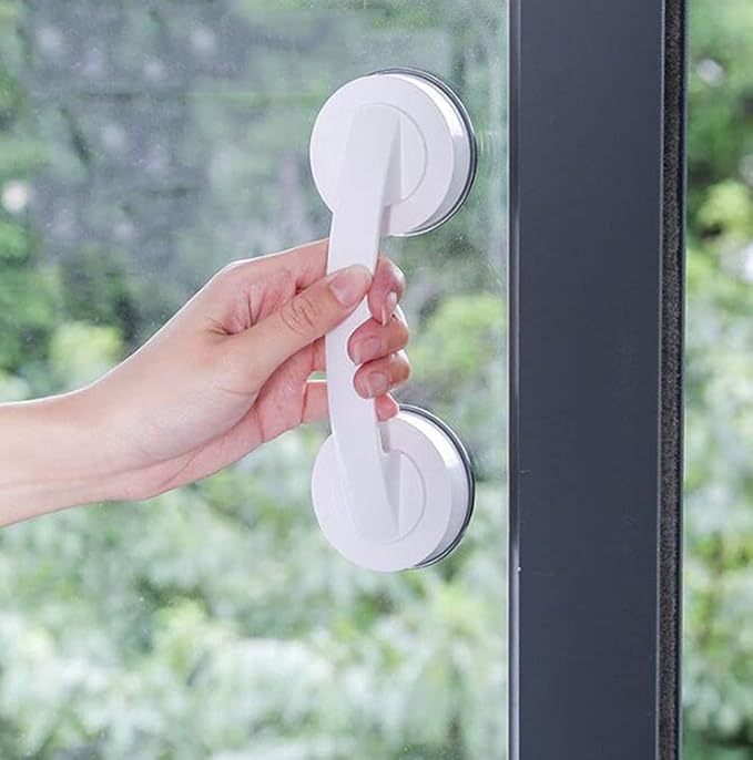 WANLIAN Powerful Suction Cup Glass Mirror Door Handle, Refrigerator Drawer Bathroom Suction Cup Wall handrail, Bathtub Shower Handle Kitchen Drawer Cabinet Handle Suction Cup (White)