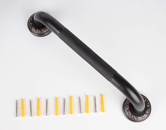 16-Inch Grab Bar Featuring Anti-Slip Handrail, Solid Brass, Oil Rubbed Bronze, Heavy-Duty Construction Armrest, Bathroom Bathtube Shower Safety Rail