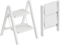 2 Step Ladder Portable Folding Step Stool with Anti-Slip Pedal, Lightweight Stepladder Multi-Use for Home and Kitchen, Saving Space, White, 300lbs