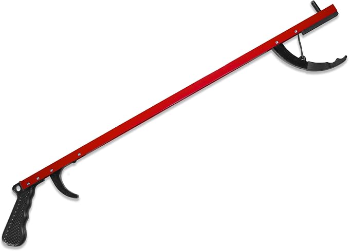 Red Aluminum Reacher Grabber with Magnetic Tip, Set of 2
