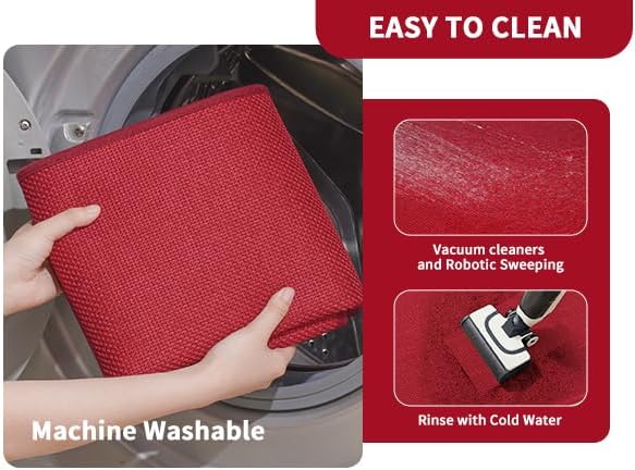 YDKGL Kitchen Mats for Floor, Super Absorbent Kitchen Rugs Non Slip Washable, Soft Imitation Linen Braided Kitchen Runner Rug, Standing Mat Kitchens Sink Mat, Easy to Clean, Red 17x59