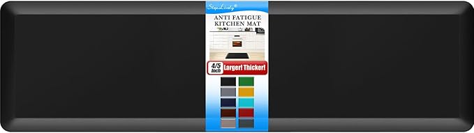 4/5 Inch Thick Kitchen Mat - Cushioned Anti Fatigue Mats for Kitchen Floor - Easy to Clean, Waterproof, Non-Slip Kitchen Rug for Sink, Office, Kitchen (30''x108'' Black)