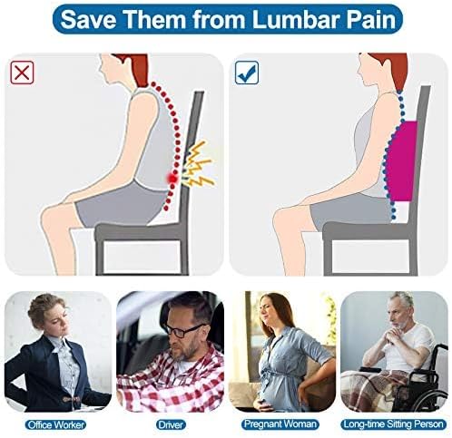 Lumbar Pillow for Chair and Car, Back Support for Office, Memory Foam Cushion with Mesh Cover - Gray