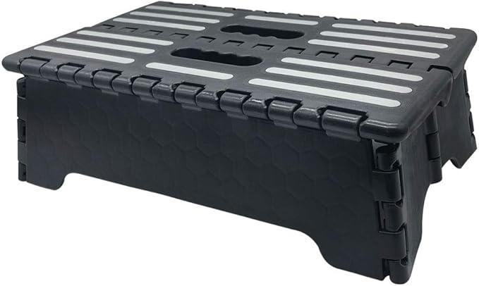 5 inch Portable Folding Step Stool - Safe & Stable, Foldable Stepping Stool for Car, Bathroom, Bedroom, Step Stools for Elderly & Adults (Black)