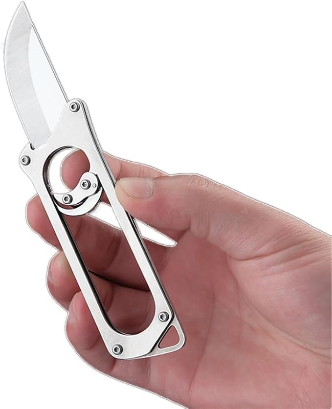 Mutipurpose Stainless Steel Utility Knife, Easy Slide Retractable Blade, EDC Box Cutter Push pull Cutter Knife for Everyday Carry (Style1)