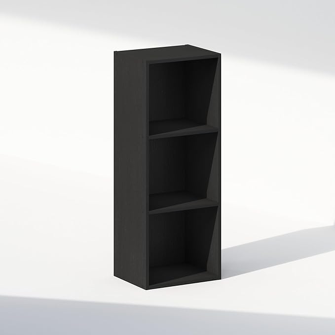 Furinno Reed Closet Organizers and Storage, 3-Tier Closet Organizer, Open Shelf Closet Storage, for Wardrobe, Bedroom, Living Room, Blackwood