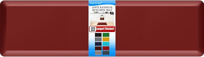 4/5 Inch Thick Kitchen Mat - Cushioned Anti Fatigue Mats for Kitchen Floor - Easy to Clean, Waterproof, Non-Slip Kitchen Rug for Sink, Office, Kitchen (30''x108'' Red)