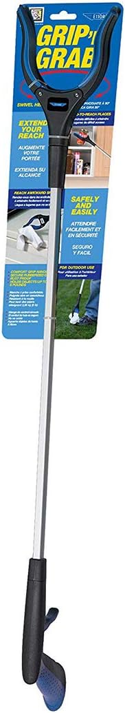 Ettore Grip'n Grab: Multi-Purpose Reach Tool with Rotating Rubber Grip Head, Blue
