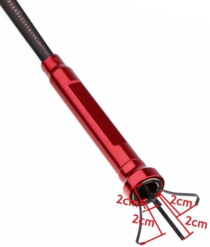 Flexible Claw Pickup Tool with Magnet Tool Flexible telescoping Claw led Light Grabber Extend，Long 28'' Four Claw 4-Claw for Small Parts Pickup Reacher Tool for Mechanics,Jewelry,Kids,etc. (Red)
