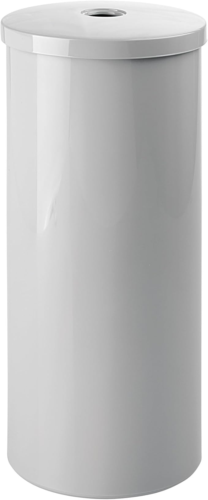 iDesign Freestanding Toilet Paper Canister with Lid for 3 Extra Rolls, Gray, Made in USA