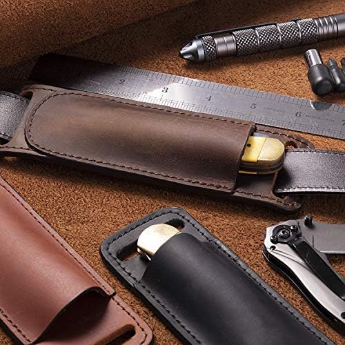 Gentlestache Leather Knife Sheaths for Belt, Knife Holster, Pocket Knife Sheath, EDC Leather Sheath for Folding Knife Carrier