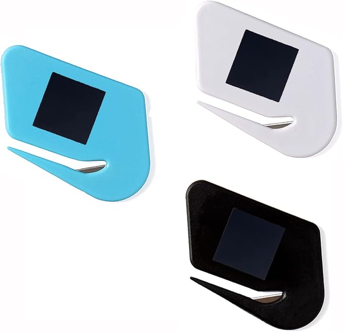 Magnetic Letter Openers Envelope,3 Pack,Envelope Opener Slitter,Mail Openers Blade with Magnet,Letter Opener for Women,Men,Office,Envelope Cutter (Black,White,Lake blue)