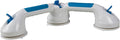 PCP Multi-Positional 180° Suction Grip Bathtub & Shower Handle with Color Lock Indicators, White, Blue/White