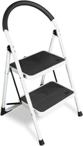 Jack Boss 2 Step Ladder, Folding Lightweight Step Stool with Wide Anti-Slip Pedal for Home, Office, Kitchen and Garage, Service Height 18.5 inch, 400 lbs Capacity