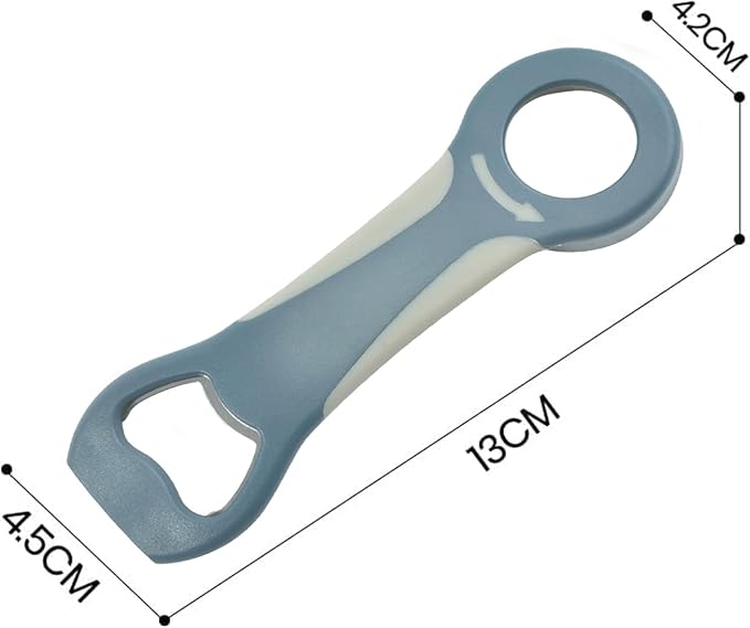 Pop Bottle Opener 4-in-1 Tool Easy Grip for Twist Caps Canning Lids Can Tabs Multifunctional Kitchen Gadget Arthritis Relief Off Jar Plastic Tool (Gray)