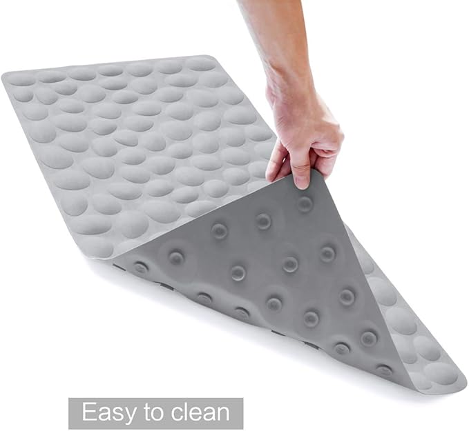Non-Slip Bathtub Mat OTHWAY Soft Rubber Bathroom Bathmat with Strong Suction Cups (Grey)