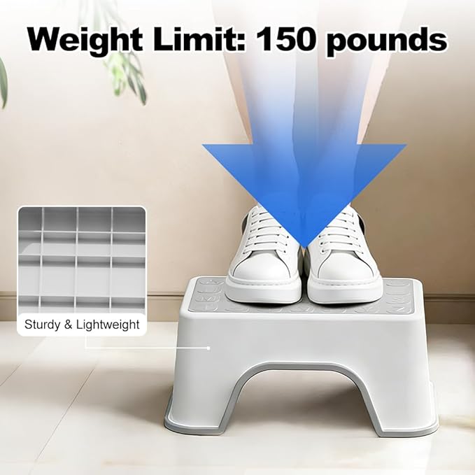 5 Inch Height Step Stool, 11.8" L x 7.5" W Toddler Step Stool, One Step Stools for Kids, Small Child Foot Stool for Bed, Bathroom, Toilet, Potty Training - Gray 11.8" L x 7.5" W x 5‘’H