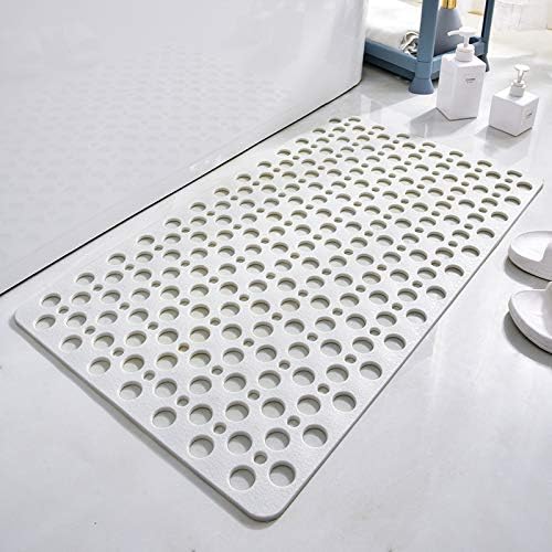 Casa and Beyond Shower Mat, Bathtub Mat Non Slip with Suction Cups and Drain Holes, Easy to Clean Soft Machine Washable, Shower Mats for Inside Shower Easy Dry&Cut (White,47" x 32"(Rectangular))