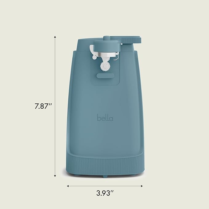 bella Electric Can Opener and Knife Sharpener, Removable Cutting Lever, Cord Storage, Stainless Steel Blade, Surf