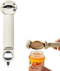 Multifunctional Jar Opener, Bottle Opener, Adjustable Can Opener for Weak Hands (Grey white)