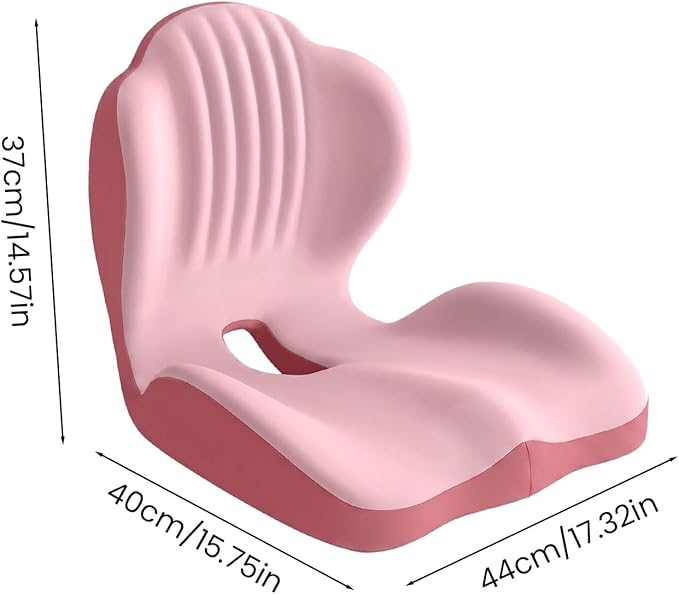 SakerPlus Ergonomic Seat Cushion Ergonomic Memory Foam Seat Cushion, L-Shaped Office Chair Cushion & Car Seat Cushion for Long Sitting, Lower Back Support Pillow for Office, Home, Driving (Pink)