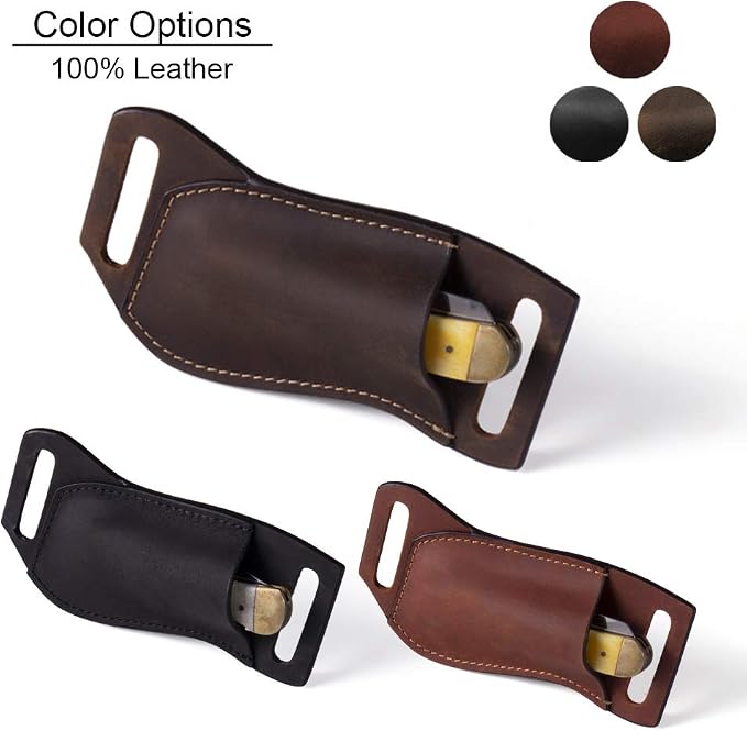 Gentlestache Leather Pocket Knife Sheaths for Belt, Folding Knife Sheath, EDC Belt Knife Sheath for Folding Knife, Compact Draw Knife Holster Darkbrown