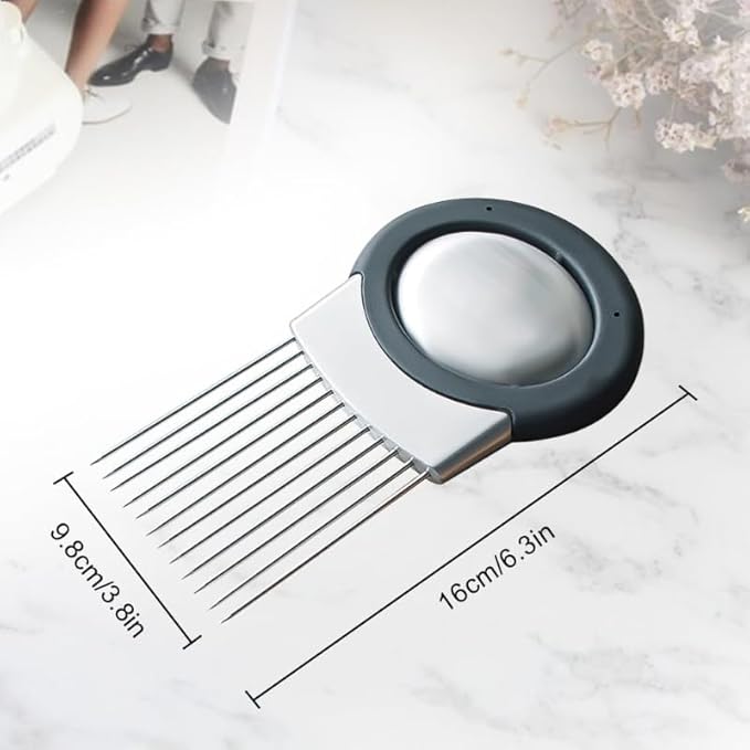 Stainless Steel Onion Slice Holder, Lemon Slicer Vegetable Cutter, Chopper Slicing Assistant Tool for Meat, Onion, Potato, Tomato Home Kitchen Tools (B-1 PCS)