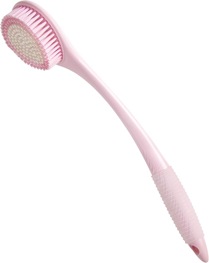 BEDELITE Back Scrubber for Shower, Soft Bath Brush Long Handle for Men & Women(16.4 Inches), Anti Slip Body Scrubber Exfoliator for Cleaning(Pink)