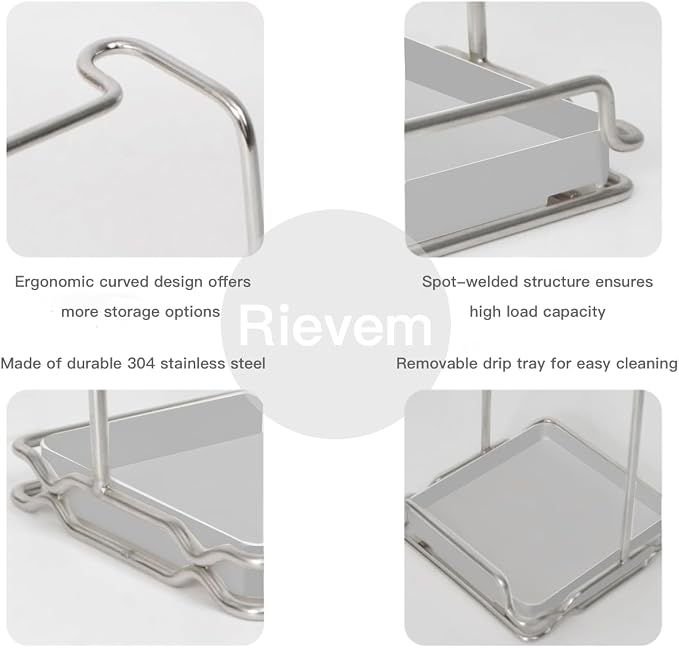 Spoon Rest and Lid Holder for Stove Top – Heat-Resistant Stainless Steel Organizer for Utensils, Lids, and Tongs – Drip Tray for Kitchen Counter