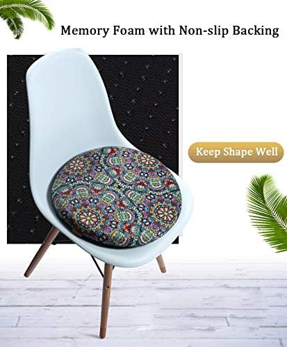 Sigmat Memory Foam Seat Cushion Anti-Slip Soft Round Stool Cushion Chair Pad 16 Inch Geometric