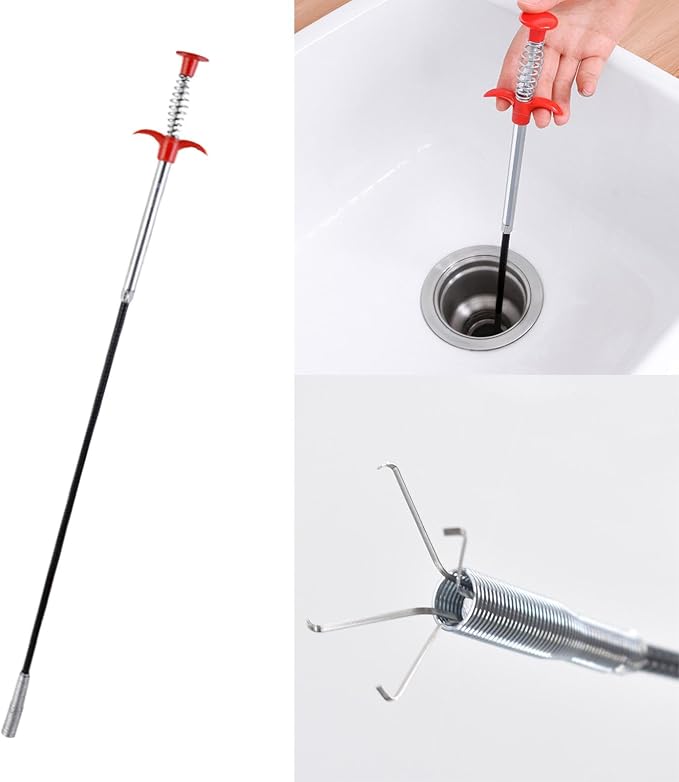 Plumbing Grabber, Flexible Grabber Claw Reacher Tool With 4 Claws Extendable Drain Clog Remove Tool Bendable Hose Pickup Reaching Assist Tool for Litter Pick Home Sink Drains Toilet(Size:0.57m)