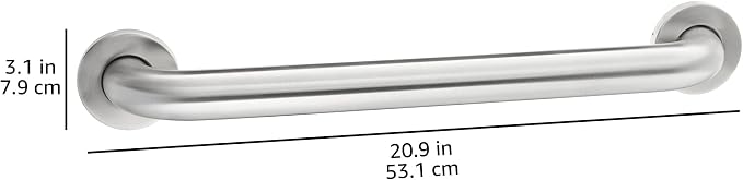 Amazon Basics Bathroom Safety Grab Bar, 18 Inch Length, 1.5 Inch Diameter, Handicap Handle, Bathtub and Shower Fall Prevention, Holds up to 500LBs, ADA Compliant, Brushed Stainless Steel