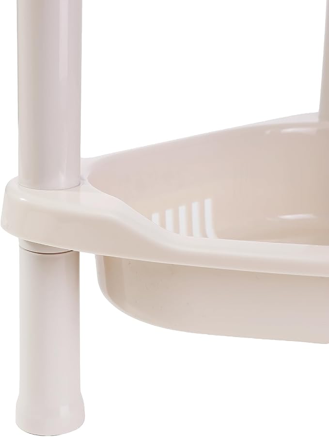 3 Tier Beige Corner Shower Caddy, 14.5 x 10 x 22.5 Inches, Plastic Shower Stands for Inside Bathroom, Bathtub, Shower Table (Beige 3 Tier)