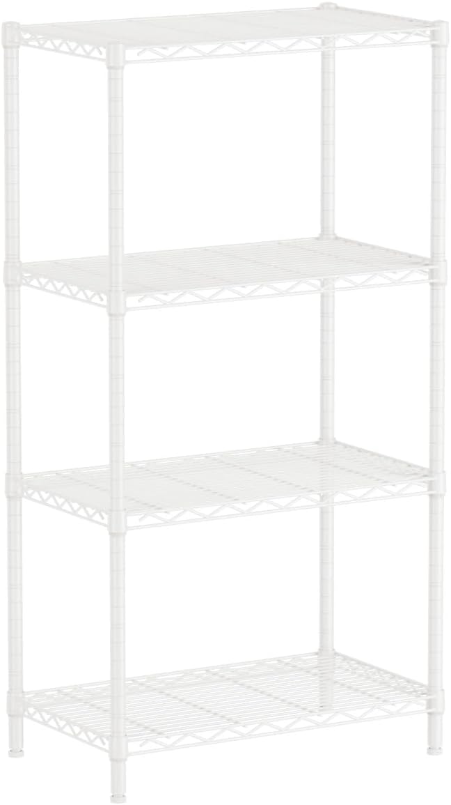 SINGAYE Shelf Wire Shelving Adjustable Storage Shelves Rack Standing Units for Kitchen Closet Laundry Bathroom Organizers Metal Pantry Narrow Mesh Gaps 14" D x 24" W x 48" H White