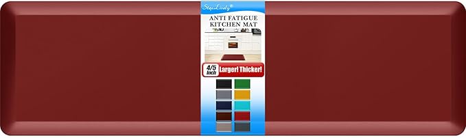 4/5 Inch Thick Kitchen Mat - Cushioned Anti Fatigue Mats for Kitchen Floor - Easy to Clean, Waterproof, Non-Slip Kitchen Rug for Sink, Office, Kitchen (17''x60'' Red)