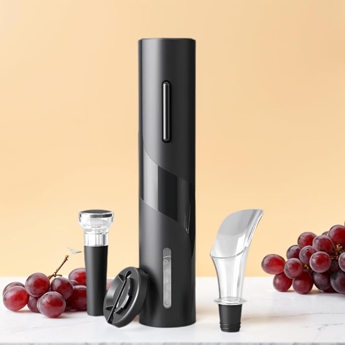 PEIPU Electric Wine Bottle Opener, Easy to Use, Perfect for Home, Restaurants & Travel, Wine Lovers & Host (Black)