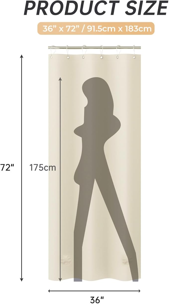 AmazerBath Stall Shower Curtain 36x72, Beige Shower Curtain Plastic, Small Shower Curtain Liner Cream Heavy Duty Thick PEVA, Walk in Shower Liner with 2 Weighted Stones and 6 Grommet Holes