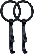 Titanium Bottle Opener, Small Keychain Beer Bottle Opener Can Opener with Stainless Steel Key Ring 2 Packs(Black)