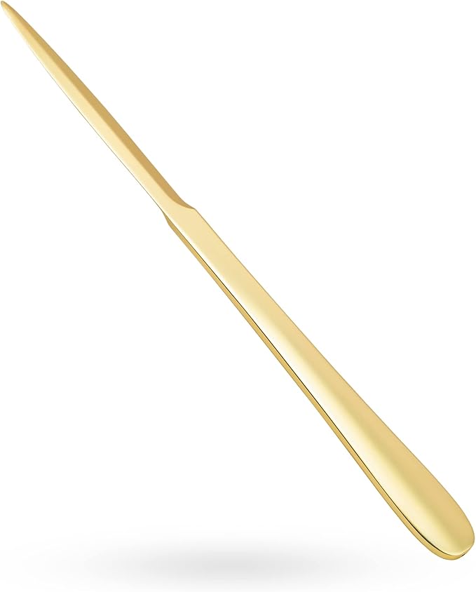 9" Golden Metal Letter Opener with Minimalist Design, Safe Double Edge Blades, Anti-Fingerprint Long Handle, Mail Opener Paper Knife Tool Envelope Opener
