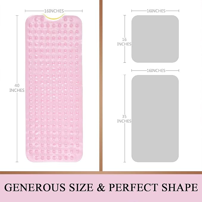 Sheepping Baby Bath Mat for Tub Non Slip Extra Long Cover Bathtub Mat for Toddler Kids 40 X 16 Inch - Eco Friendly Infant Bath Tub Mat with 200 Big Suction Cups,Machine Washable Shower Mat