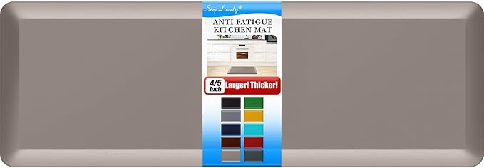 4/5 Inch Thick Kitchen Mat - Cushioned Anti Fatigue Mats for Kitchen Floor - Easy to Clean, Waterproof, Non-Slip Kitchen Rug for Sink, Office, Kitchen (24''x70'' Khaki)
