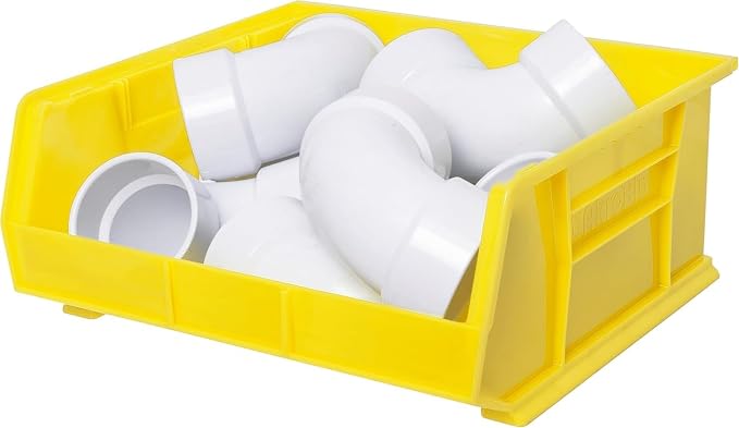Akro-Mils 30250 AkroBins Plastic Storage Bins, Space-Saving Stackable Bins for Garage, Pantry, Craft Organization, 15" x 16" x 7", Yellow, 6-Pack
