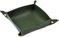 Leather Jewelry Valet Tray for Women and Man, Entryway Table Bedside Nightstand Desk Portable Small Catchall Travel Dish Plate for Key,Wallet,Watch,Phone,Coin(Dark Green-B)
