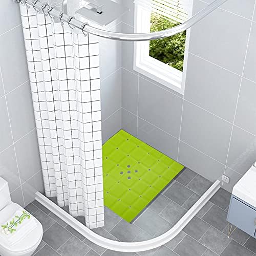 Webos Shower Mat for Textured Surface：Silicone Non Slip Shower Mat Without Suction Cups Foldable - Square Bath Mat for Reglazed Tub Textured Shower Floor (Green, 21x21)