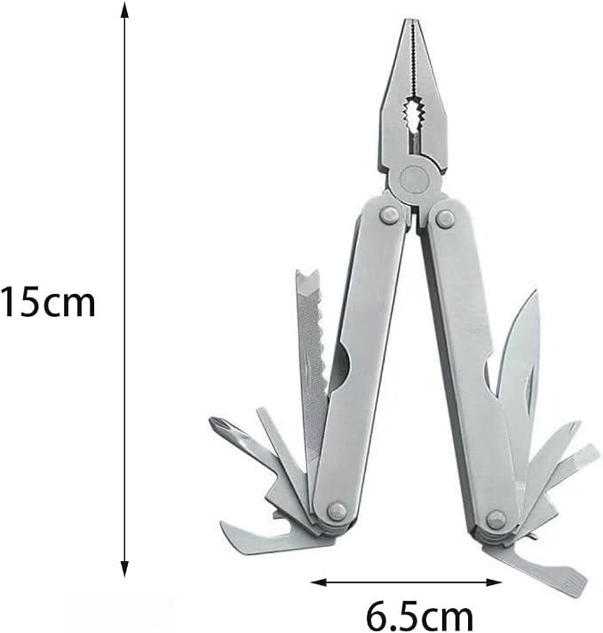 Multifunctional Folding Pliers, Practical and Portable, Screwdriver, Can Opener, Scale, File, Multi-Tool Combination (Silver)