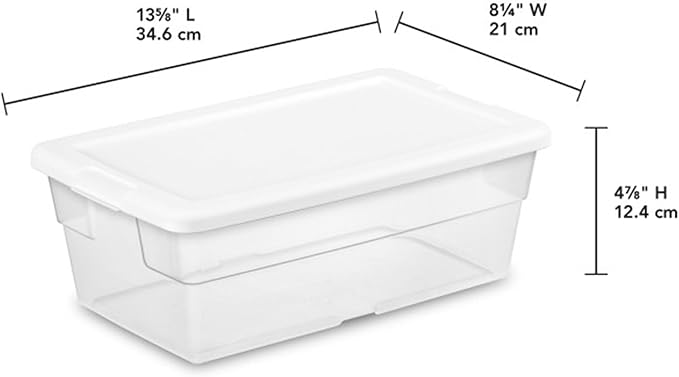 Sterilite 24-Pack 6 Quart Storage Boxes, Stackable Clear Plastic Bins with Snap-On Lids - Heavy-Duty Organizing Containers for Closet, Bathroom, and Office