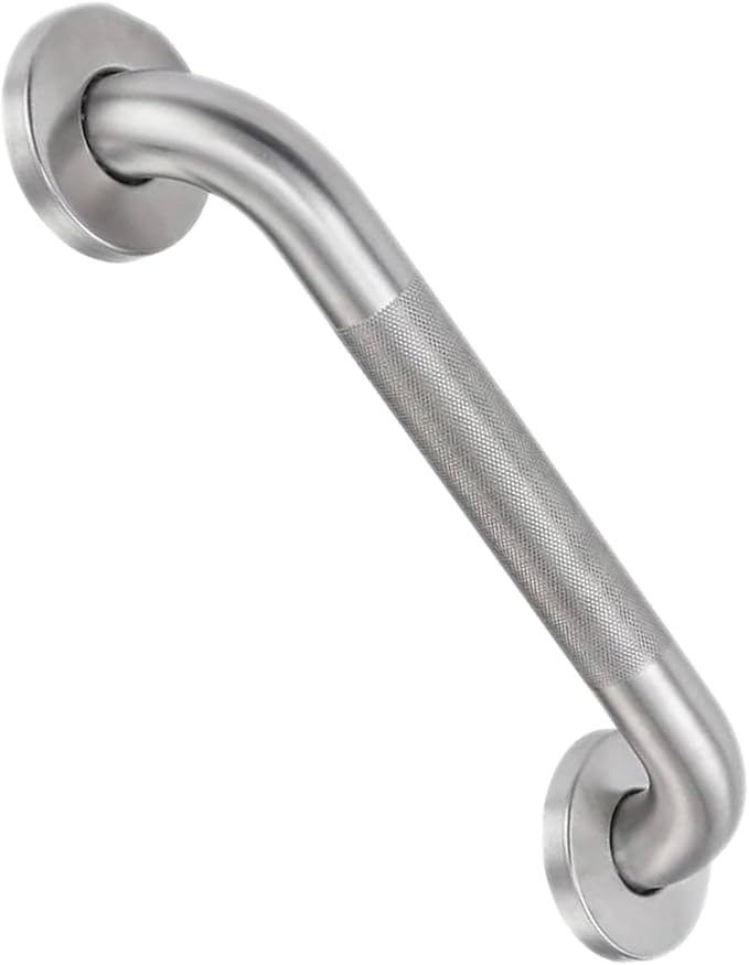 12 Inch Shower Grab Bar for Seniors,1.25'' Diameter 304 Stainless Steel Heavy Duty Anti-Slip Bathroom Safety Handicap Grab Bar for Shower, Bathtub & Toilet Support, Wall Mounted, Supports 500lbs